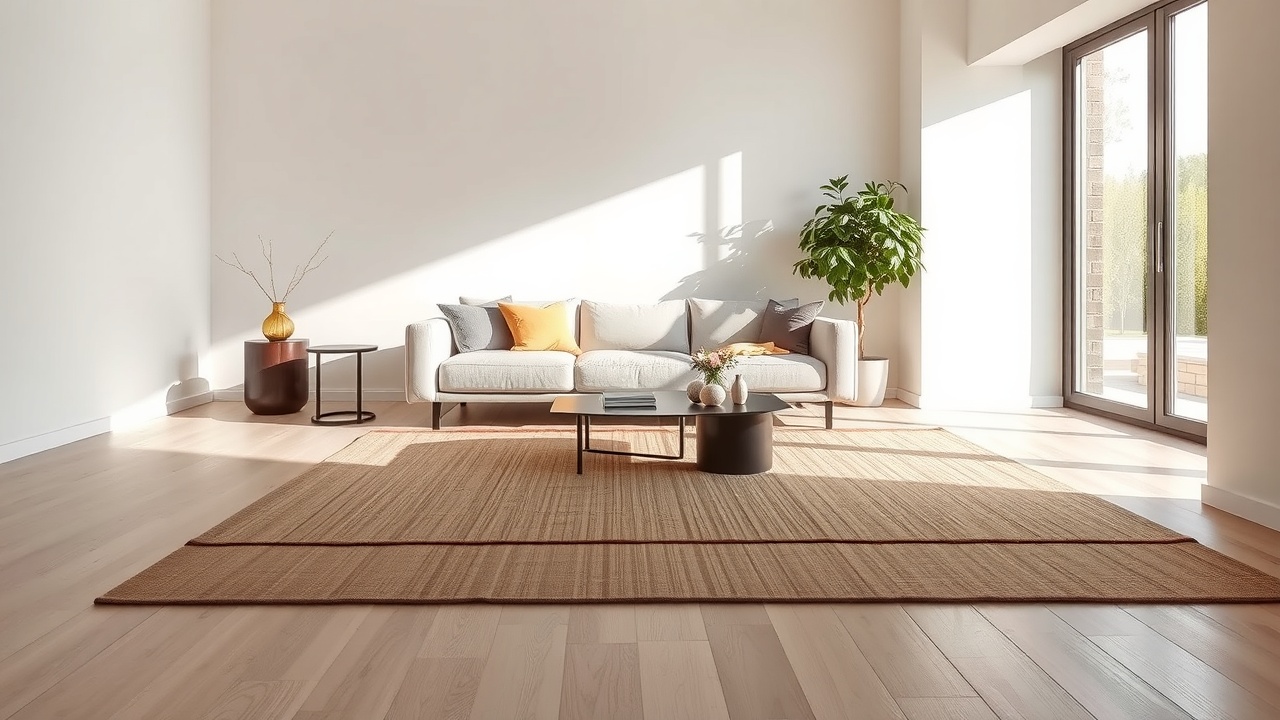 Covor living modern cu design minimalist și textura plată