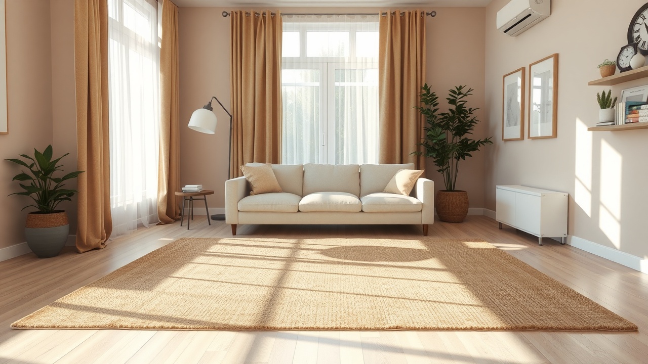 Covor bej 200x300 pentru living spațios și luminos