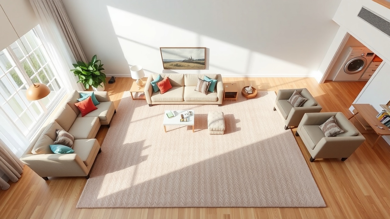 Covor bej 200x300 pentru living spațios și luminos