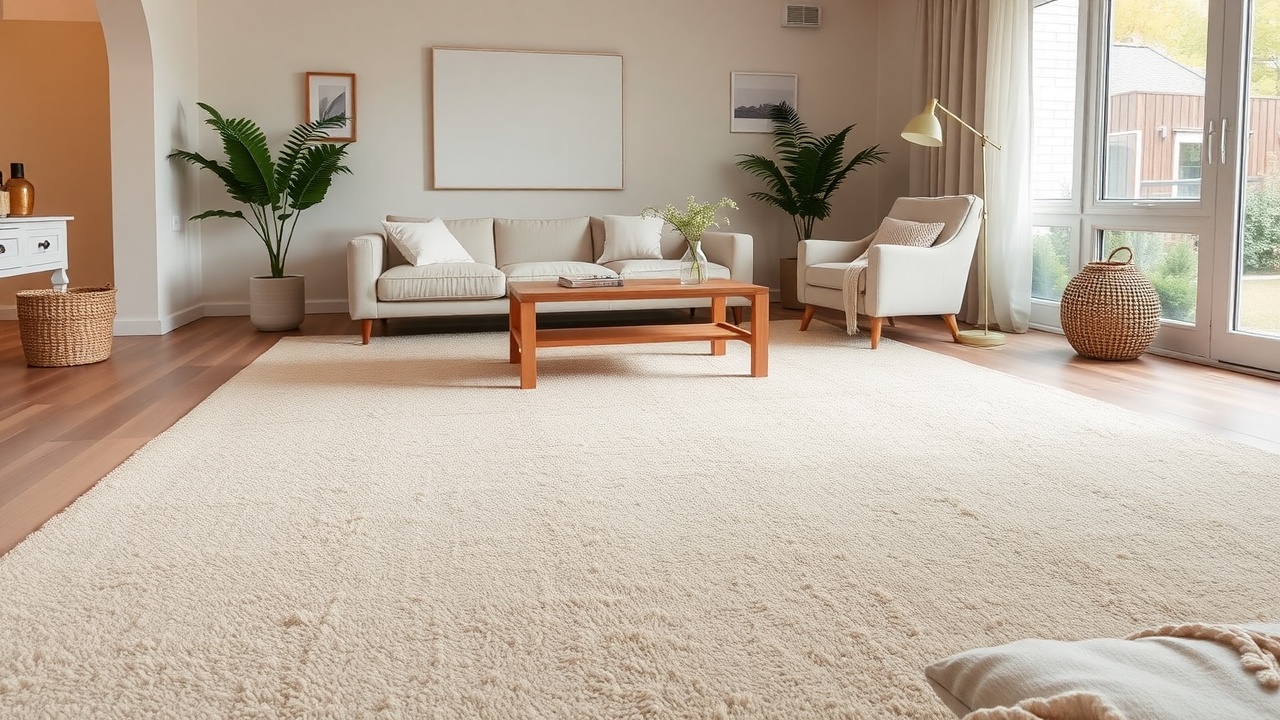 Covor bej 200x300 pentru living spațios și luminos