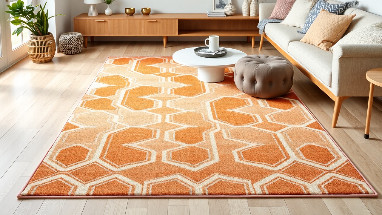 Covor ieftin living cu model geometric în stil modern accesibil