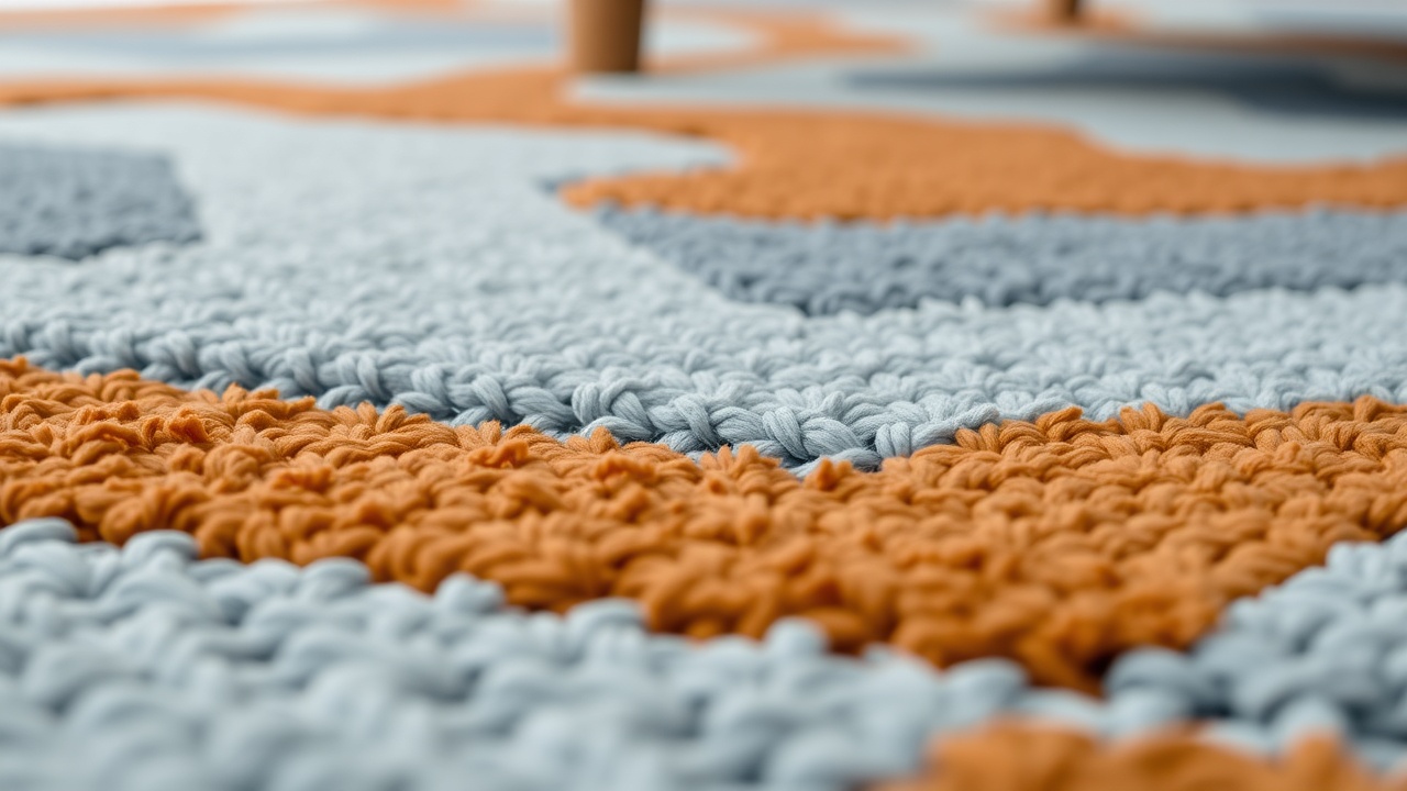 Culori și modele pentru covor 200x300 cm — geometric în albastru și teracotă