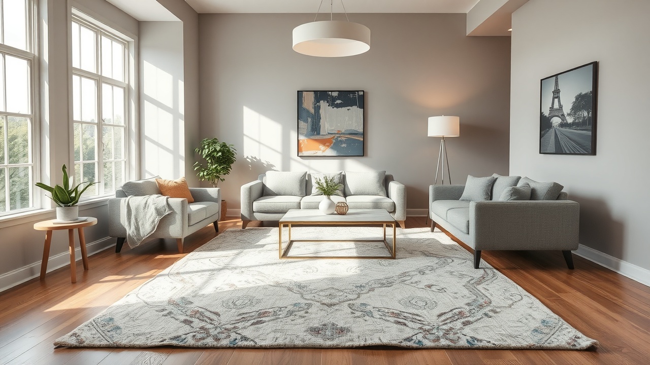 Greșeală frecventă — covor 200x300 prea mare față de zona de ședere