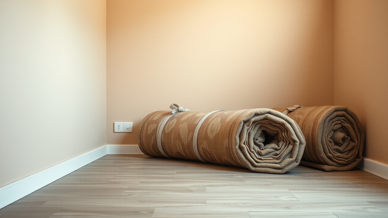 Covor living rulat corect pentru depozitare pe termen lung