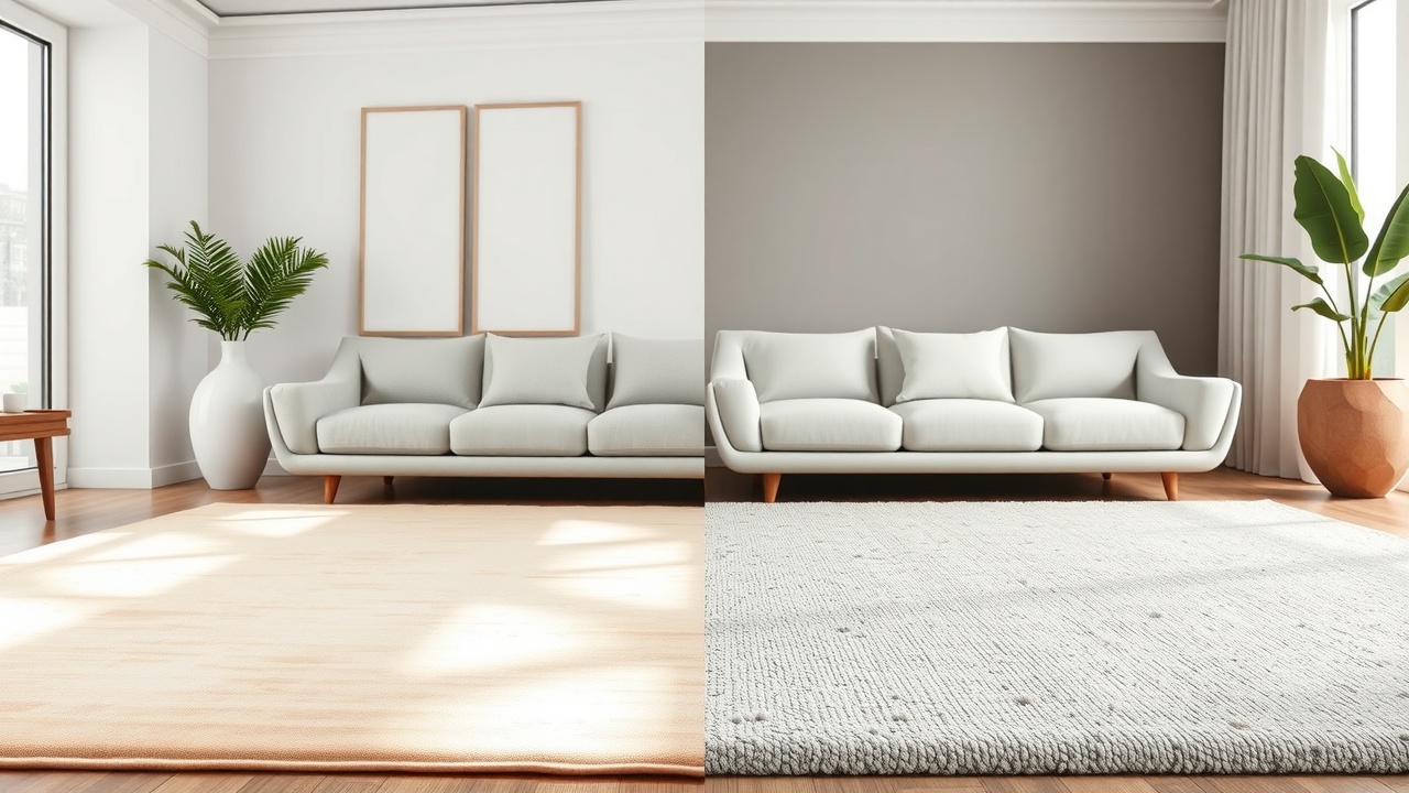 Covor living 200x300 din viscoză și lână, comparație materiale și aspect