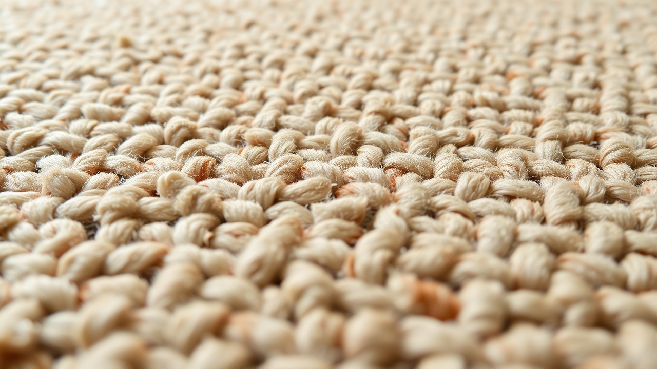 Textură fir natural covor lână pentru living, detaliu macro