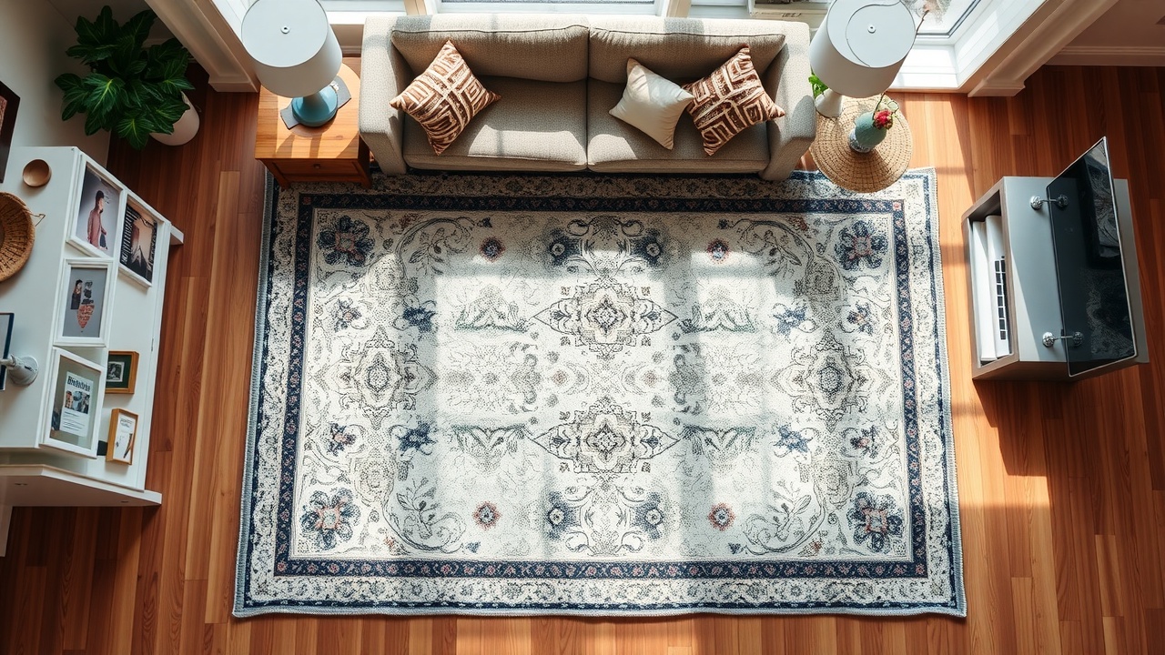 Dimensiuni covor living 200x300 sub canapea, vedere de sus
